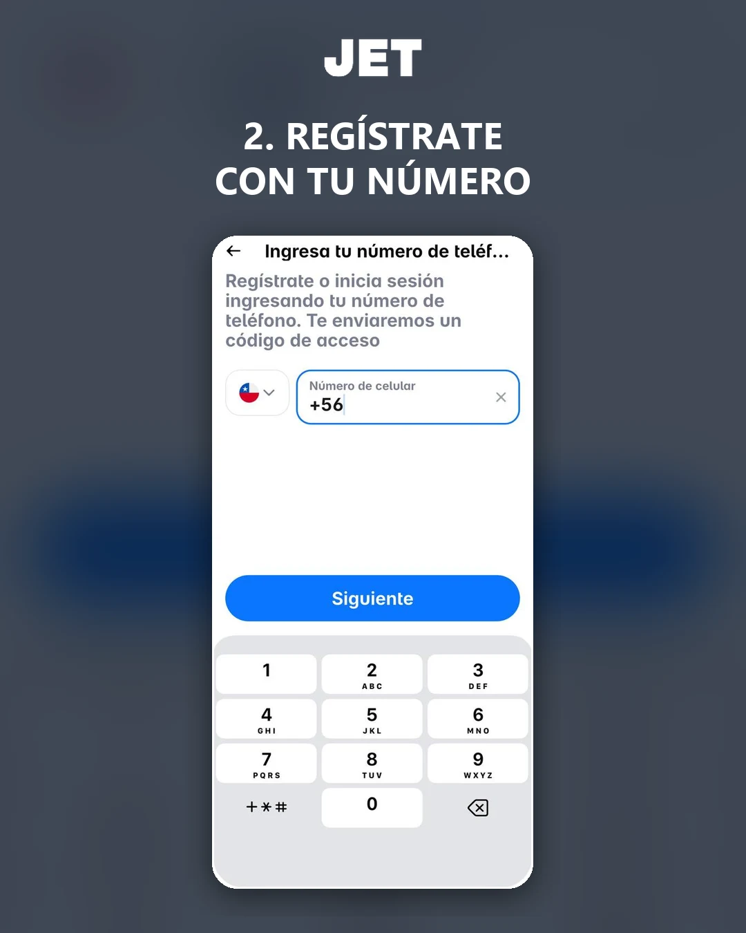 Regístrate con tu número de teléfono