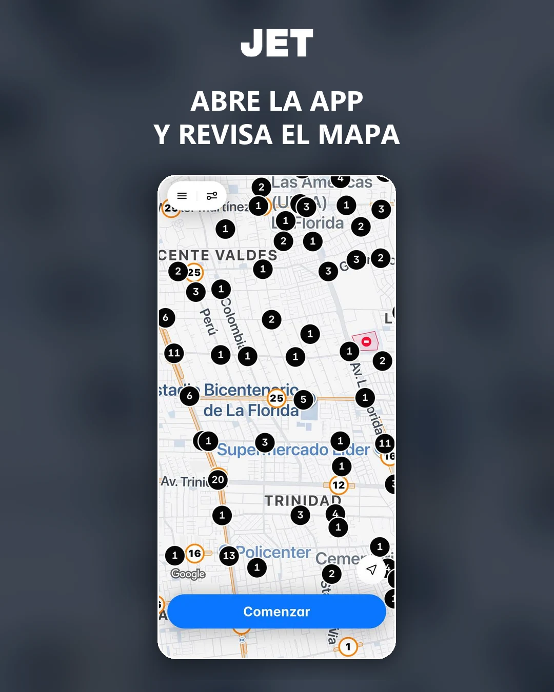 Abre la app y revisa el mapa