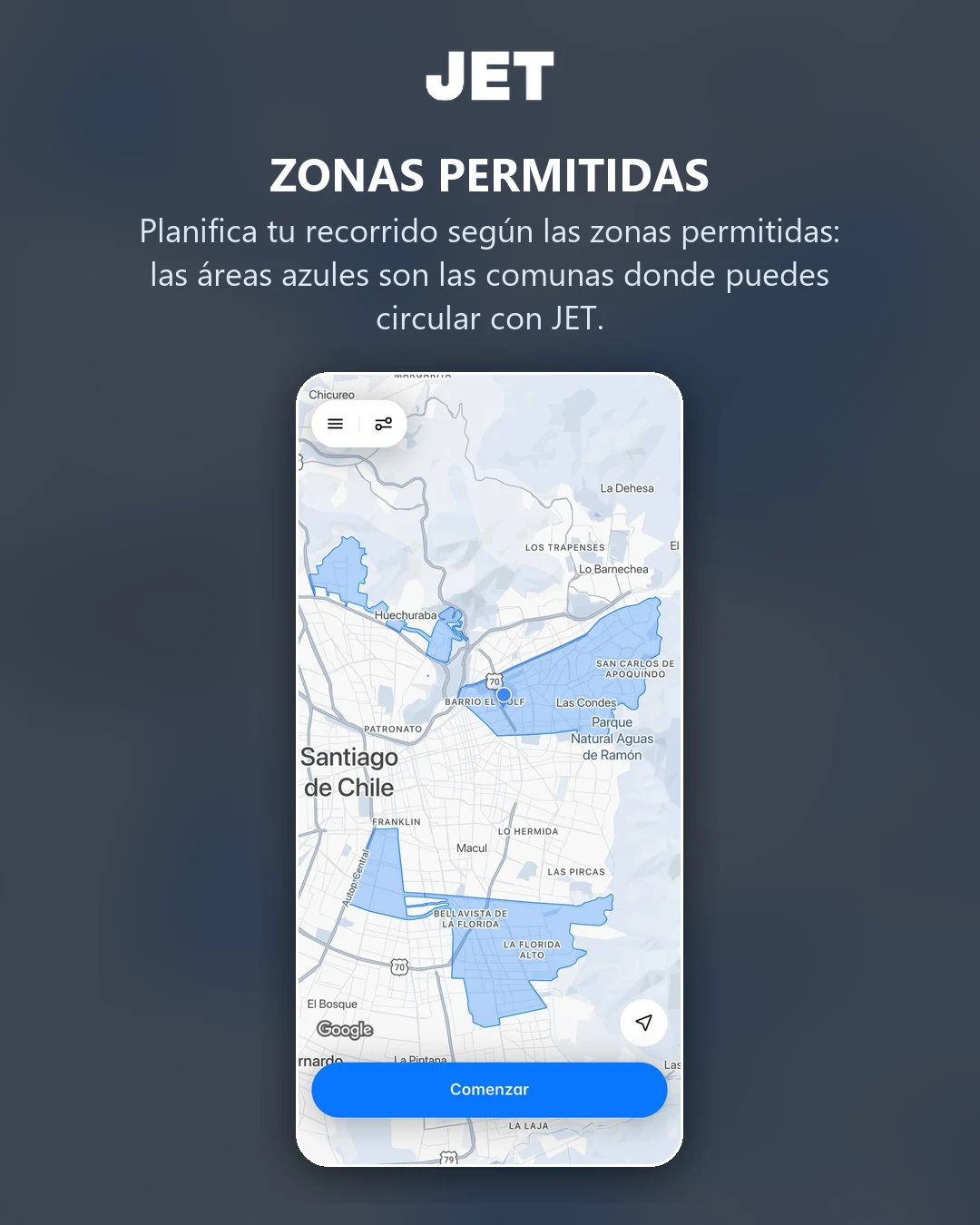 Zonas permitidas: planifica tu recorrido según las áreas azules del mapa