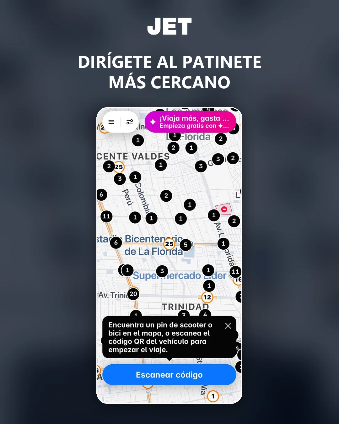 Dirígete al patinete más cercano