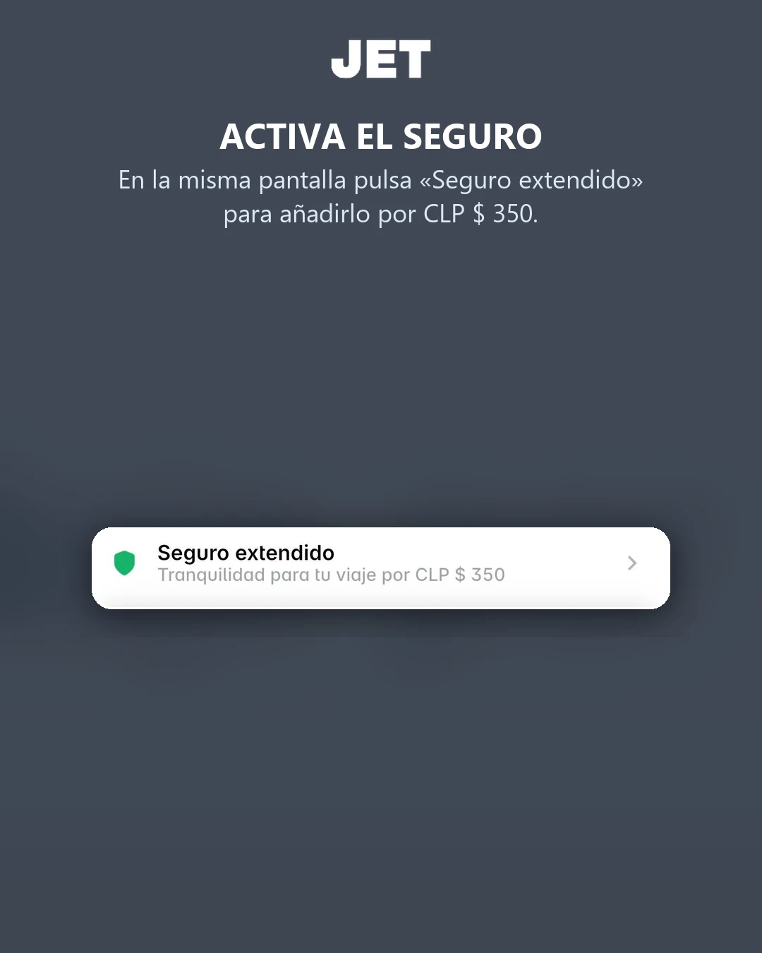 Pulsa «Seguro extendido» para añadirlo por CLP 350