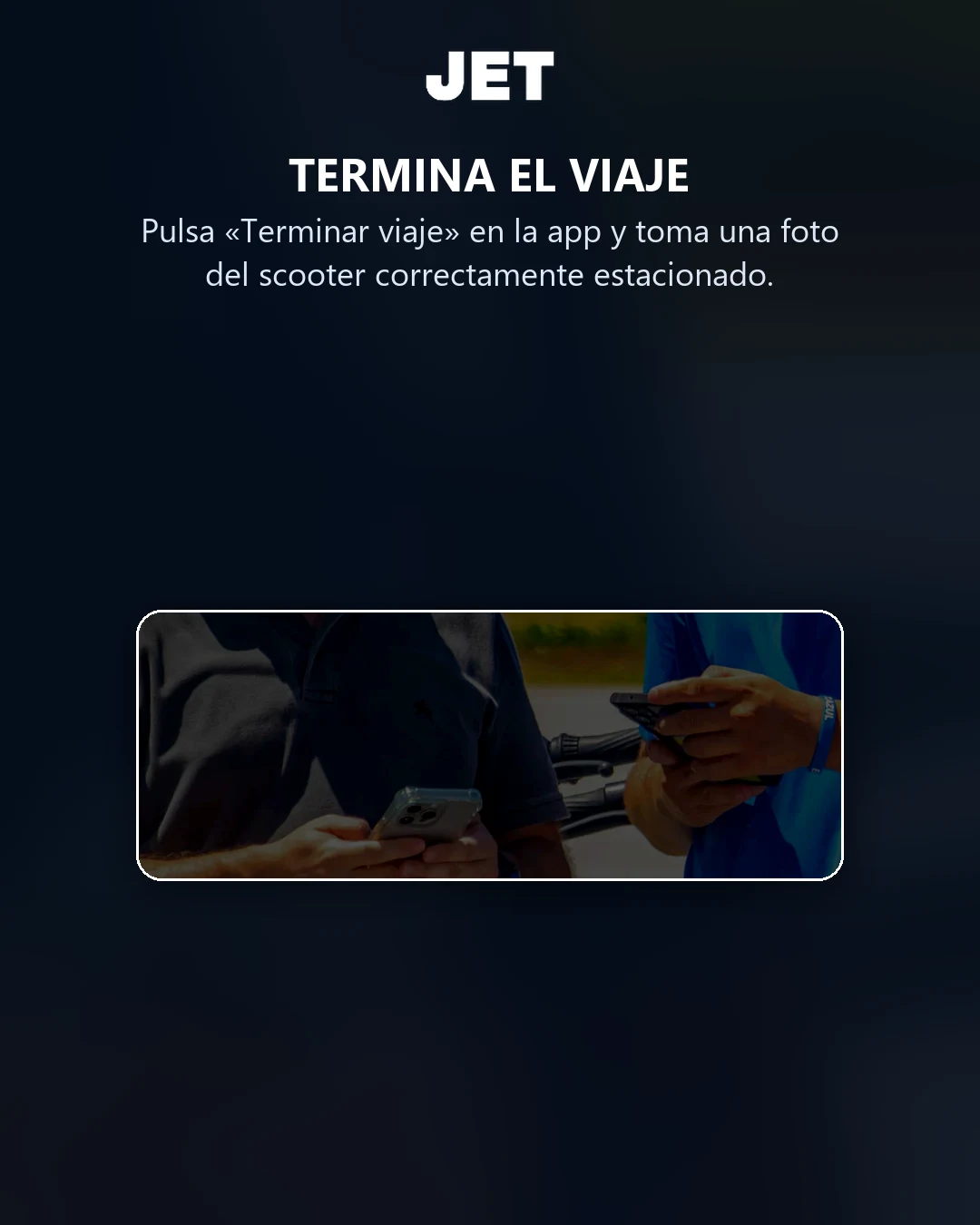 Pulsa «Terminar viaje» en la app y toma una foto del scooter estacionado